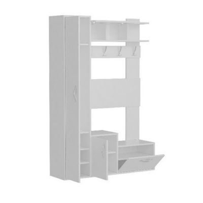Meuble d'Entrée Seina, Blanc, Panneau d'Aggloméré Mélaminé, 125x35x184 cm, EPIKASA