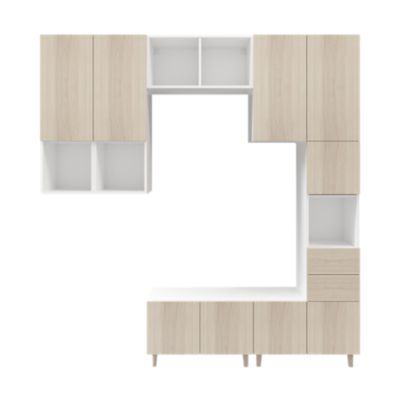 Meuble d'entrée blanc et effet chêne GoodHome Atomia H. 236 x L. 250 x P. 37 cm