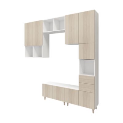 Meuble d'entrée blanc et effet chêne GoodHome Atomia H. 236 x L. 250 x P. 37 cm