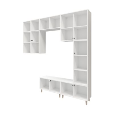 Meuble d'entrée blanc et effet chêne GoodHome Atomia H. 236 x L. 250 x P. 37 cm