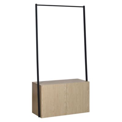 Meuble d'entrée en métal noir et bois 1 penderie et 1 caisson de rangement 2 portes l. 90 cm Homesight Alta