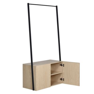 Meuble d'entrée en métal noir et bois 1 penderie et 1 caisson de rangement 2 portes l. 90 cm Homesight Alta