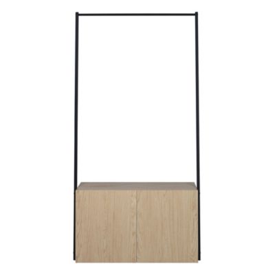 Meuble d'entrée en métal noir et bois 1 penderie et 1 caisson de rangement 2 portes l. 90 cm Homesight Alta