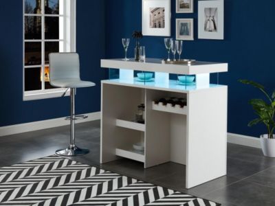 Meuble de bar avec LEDS en MDF blanc laqué - FABIO II