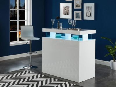 Meuble de bar avec LEDS en MDF blanc laqué - FABIO II