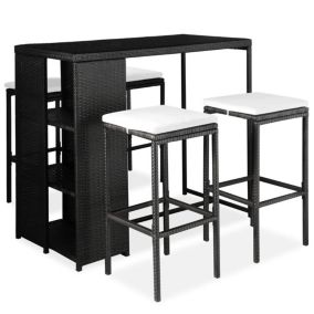 Meuble de bar de jardin avec coussins (120x60x110 cm - Noir)