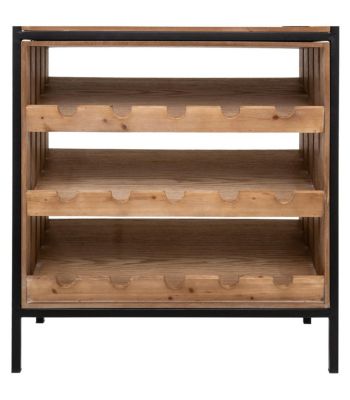 Meuble de Bar Range Bouteilles et Porte Verres en Bois et Métal Noir H 160 cn