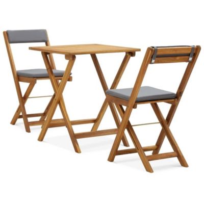 Meuble de bistro pliable avec coussins (60x60 cm - Marron Foncé)