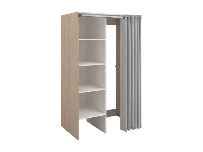 Meuble de buanderie avec rideau pour double machine à laver - Naturel clair - L111 x H184 cm - JAZANO