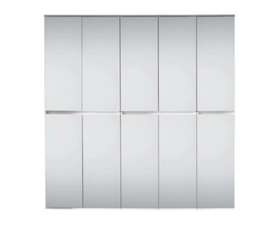 Meuble de chambre - Armoire avec 10 portes-miroirs en mélaminé blanc. L-H-P : 185-191-34 cm.