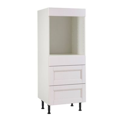 Meuble de cuisine Aldo blanc façade 1 tiroir 2 casseroliers + bandeau four + caisson 1/2 colonne L. 60 cm