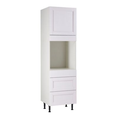 Meuble de cuisine Aldo blanc façades 1 tiroir 2 casseroliers + porte + bandeau four + caisson colonne L. 60 cm