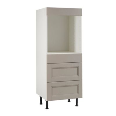 Meuble de cuisine Aldo taupe façade 1 tiroir 2 casseroliers + bandeau four + caisson 1/2 colonne L. 60 cm