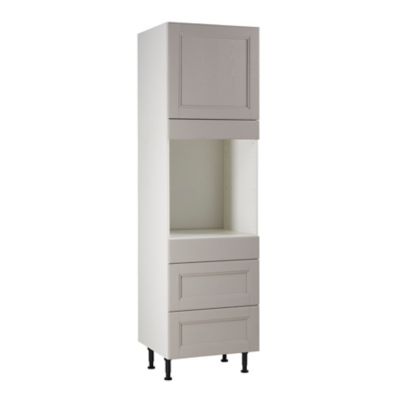 Meuble de cuisine Aldo taupe façades 1 tiroir 2 casseroliers + porte + bandeau four + caisson colonne L. 60 cm