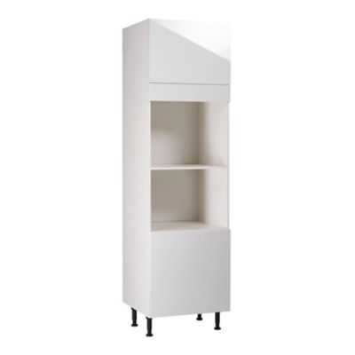 Meuble de cuisine Artic blanc brillant façade 2 portes + bandeau four