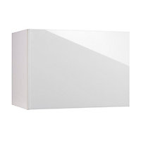 Meuble de cuisine Artic blanc brillant façade 1 porte ouvrante sur hotte + caisson haut hotte L. 60 cm