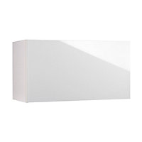 Meuble de cuisine Artic blanc brillant façade 1 porte relevante sur hotte + caisson haut L. 80 cm