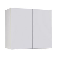 Meuble de cuisine Artic blanc mat façade 1 porte L. 80 cm + caisson haut