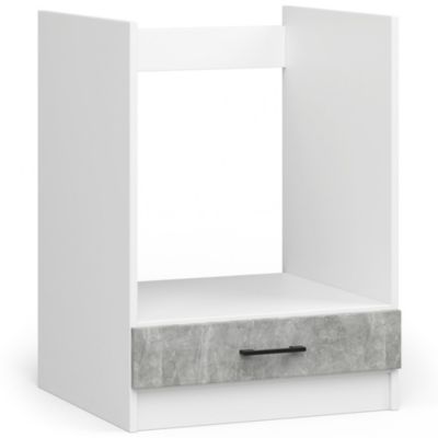 Meuble de cuisine bas / Armoire de four AKORD S60 à four OLIWIA modulable Blanc 60 cm 1 porte couleur Béton 1 étagère 60x55x82 cm