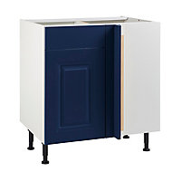 Meuble de cuisine Candide bleu d'angle façade 1 porte + kit fileur + caisson bas L. 80 cm