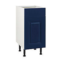 Meuble de cuisine Candide bleu façade 1 porte 1 tiroir + caisson bas L. 40 cm