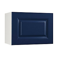 Meuble de cuisine Candide bleu façade 1 porte glissante sur hotte + caisson haut L. 60 cm