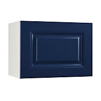 Meuble de cuisine Candide bleu façade 1 porte ouvrante sur hotte + caisson haut hotte L. 60 cm