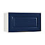 Meuble de cuisine Candide bleu façade 1 porte relevante sur hotte + caisson haut L. 80 cm