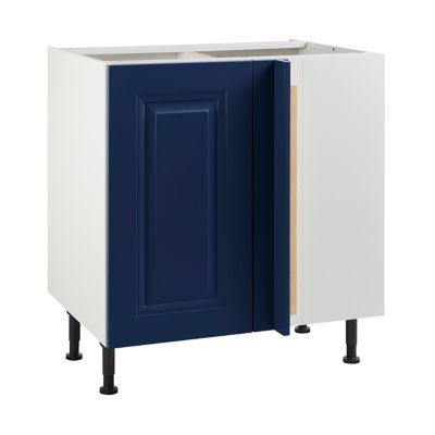 Meuble de cuisine Candide bleu nuit d'angle façade 1 porte 1 tiroir + kit fileur + caisson bas L. 80 cm