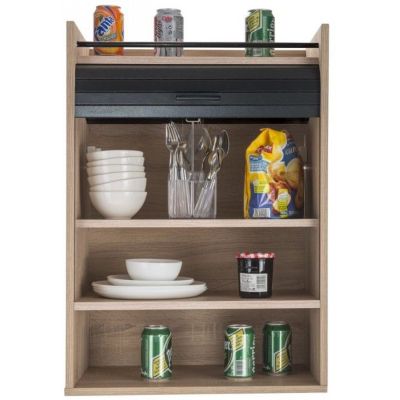 Meuble de Cuisine Chêne Rideau Noir ou Blanc 4 Niches 54 x 76.6 x 35,4 cm - Noir - L 54 x l 35.4 x H 76.6 cm