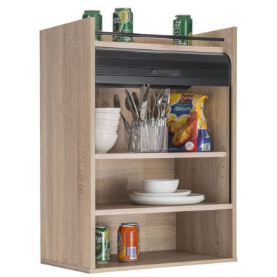 Meuble de Cuisine Chêne Rideau Noir ou Blanc 4 Niches 54 x 76.6 x 35,4 cm - Noir - L 54 x l 35.4 x H 76.6 cm