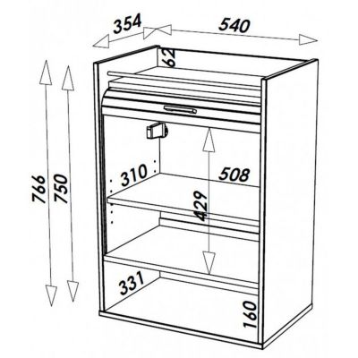 Meuble De Cuisine Chêne 4 Niches Avec Rideau - 54x76.6x35.4 Cm - Fabriqué En France