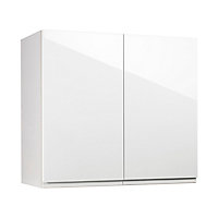 Meuble de cuisine Epura blanc façade 1 porte L. 80 cm + caisson haut