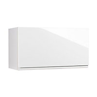Meuble de cuisine Epura blanc façade 1 porte relevante sur hotte + caisson haut hotte L. 80 cm