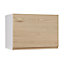 Meuble de cuisine Epura bois façade 1 porte glissante sur hotte + 1 caisson haut hotte L. 60 cm