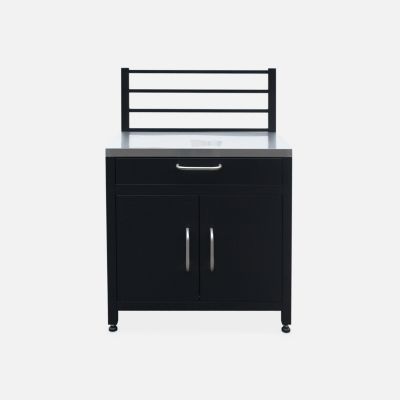 Meuble de cuisine extérieure en acier avec 1 tiroir et 1 porte et 1 grille de suspension L80