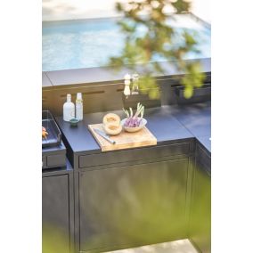 Meuble de cuisine extérieure desserte en acier noir avec comptoir bar Forge Adour