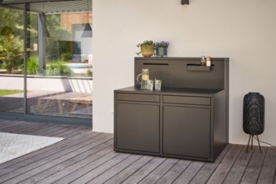Meuble de cuisine extérieure en acier noir avec comptoir bar Forge Adour