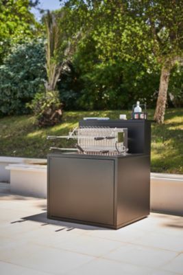 Meuble de cuisine extérieure pour grill 66 cm en acier noir avec comptoir bar Forge Adour