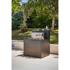 Meuble de cuisine extérieure pour grill 66 cm en acier noir avec comptoir bar Forge Adour