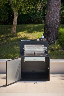 Meuble de cuisine extérieure pour grill 66 cm en acier noir avec comptoir bar Forge Adour
