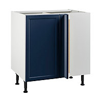 Meuble de cuisine Fog bleu nuit d'angle façade 1 porte 1 tiroir + kit fileur + caisson bas L. 80 cm