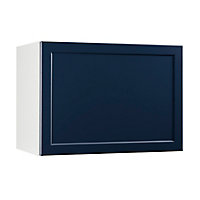 Meuble de cuisine Fog bleu nuit façade 1 porte ouvrante sur hotte + caisson haut hotte L. 60 cm