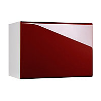 Meuble de cuisine Globe rouge façade 1 porte glissante sur hotte + 1 caisson haut hotte L. 60 cm