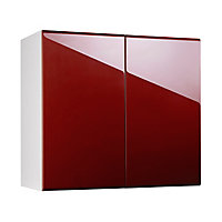 Meuble de cuisine Globe rouge façade 1 porte L. 90 cm + caisson haut
