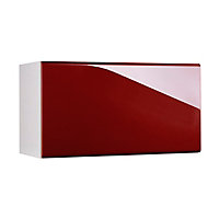 Meuble de cuisine Globe rouge façade 1 porte relevante sur hotte + caisson haut L. 80 cm