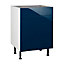 Meuble de cuisine Gossip bleu façade 1 porte 1 tiroir + caisson bas L. 60 cm