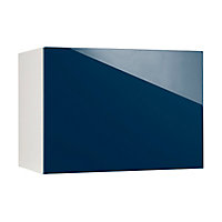 Meuble de cuisine Gossip bleu façade 1 porte glissante sur hotte + caisson haut L. 60 cm
