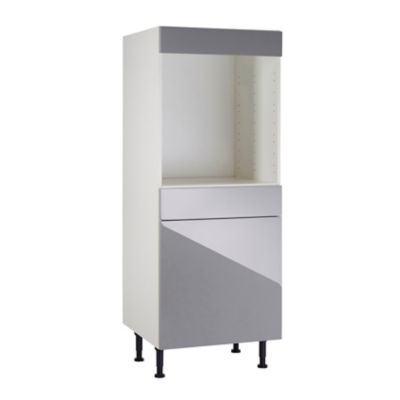 Meuble De Cuisine Gossip Gris Facade 1 Porte 1 Tiroir Bandeau Four Caisson 1 2 Colonne L 60 Cm Castorama