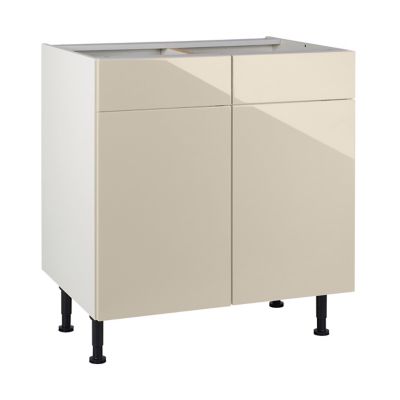 Meuble de cuisine Gossip sable façades 2 portes 2 tiroirs + caisson bas